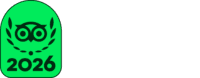Tripadvisor TC Badge + Travelers’ Choice Left Aligned White - L logo