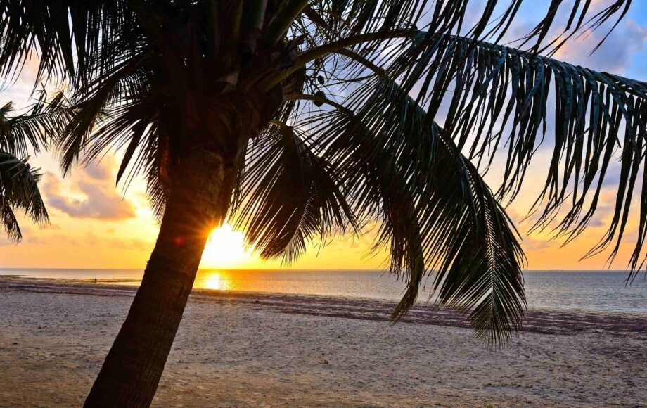 De zonsondergang vanaf Diani Beach